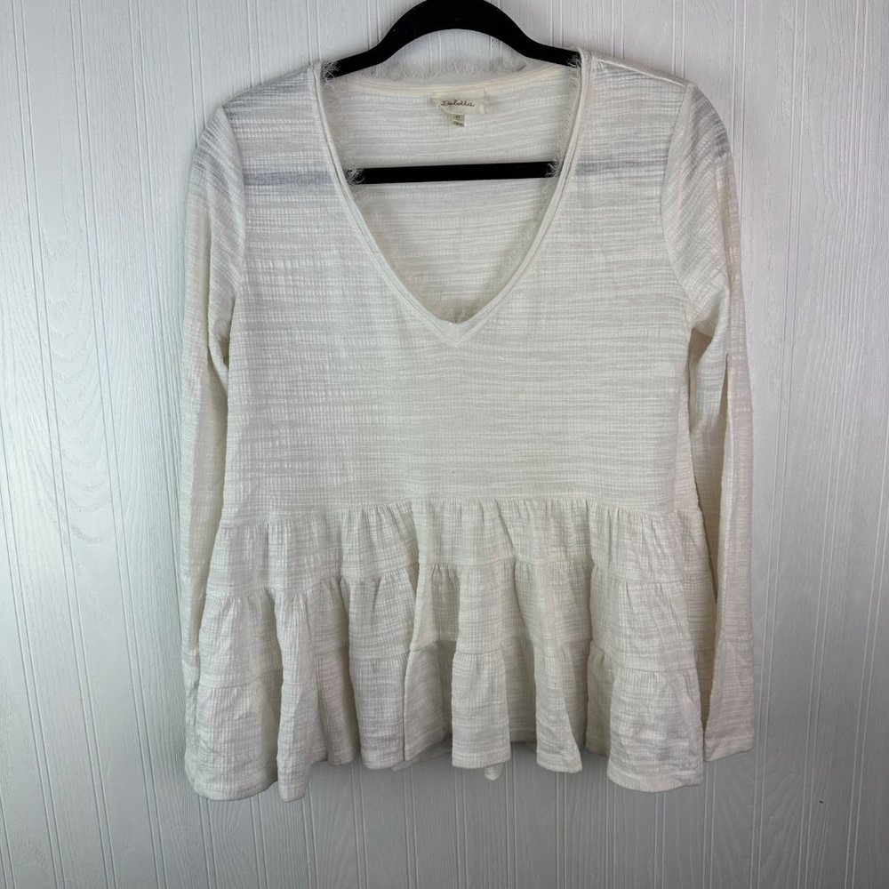 Anthropologie Deletta Cream Blouse V-neck size XS